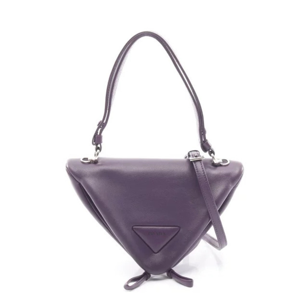 Prada Triangle Handbag Leather Purple